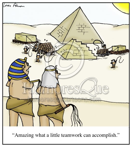 pyramid teamwork cartoon