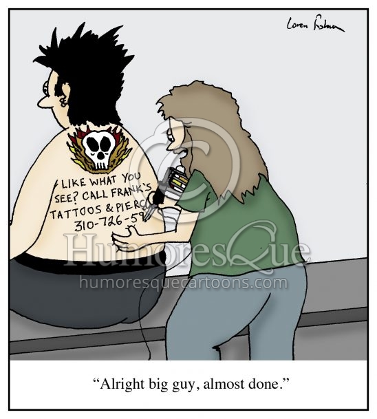 tattoo artist advertising cartoon