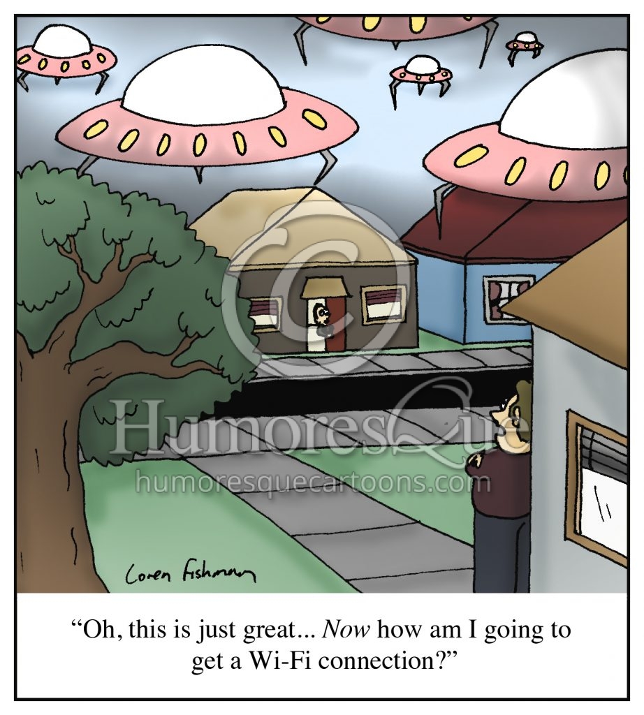 wifi connection alien invasion cartoon