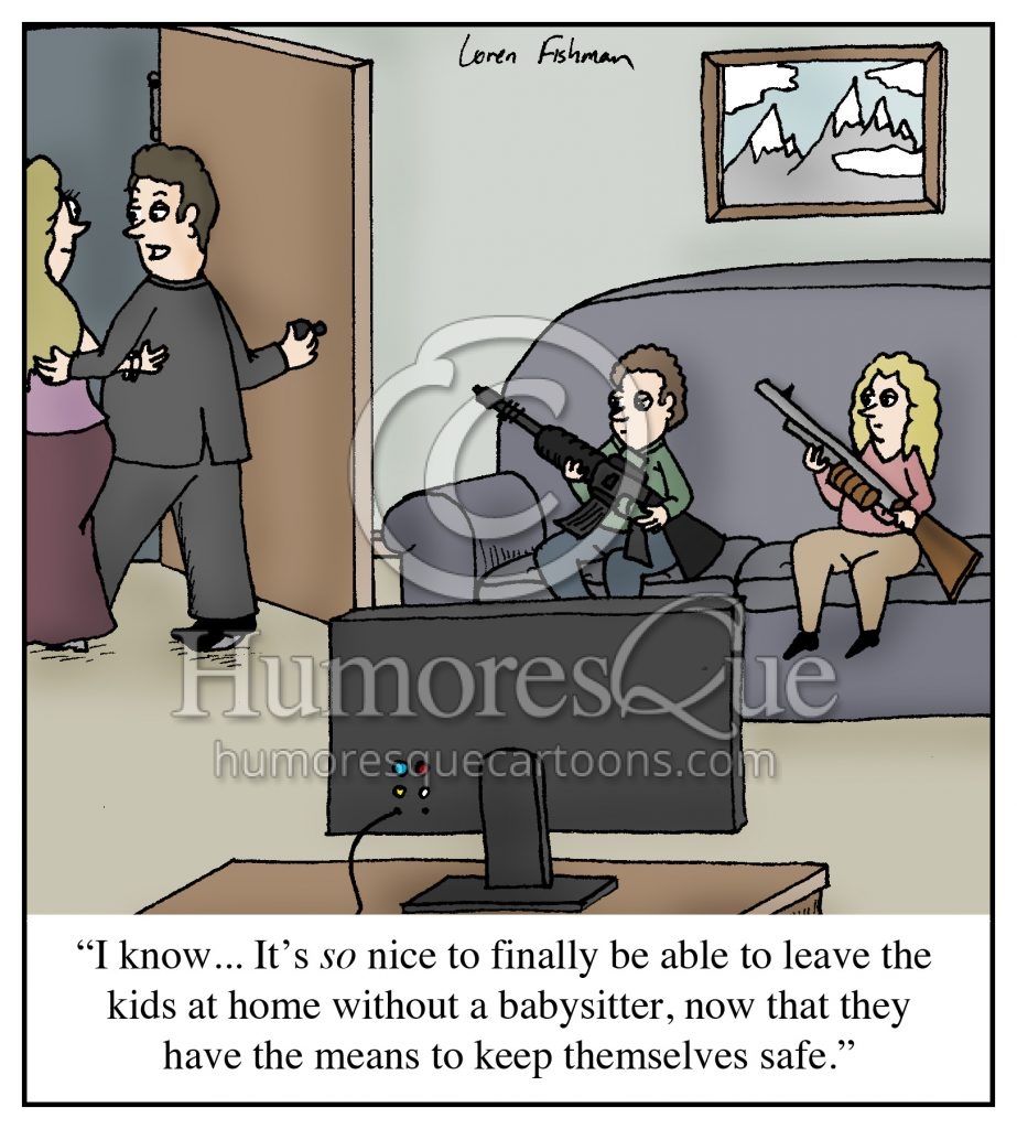 kids with assault weapons gun control cartoon