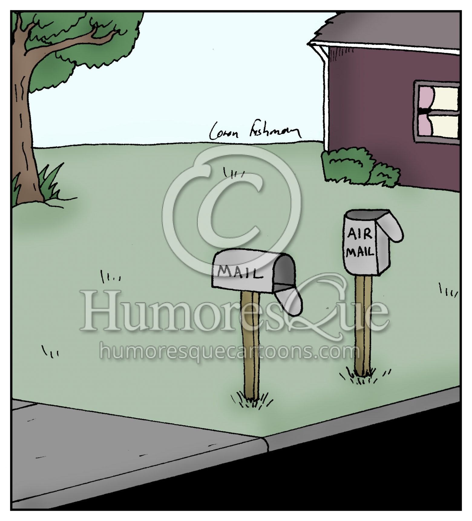 air mail box postal delivery cartoon