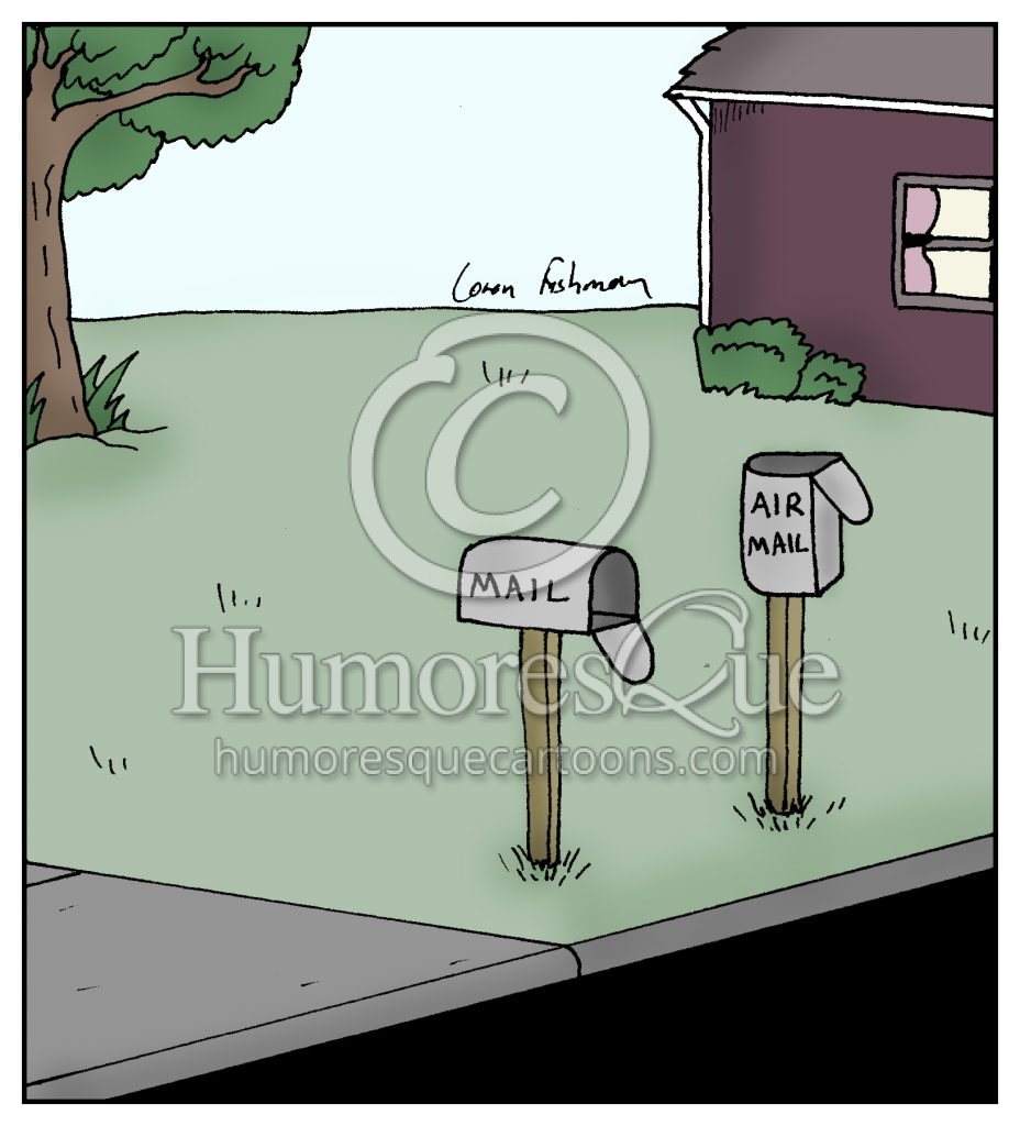 air mail box postal delivery cartoon