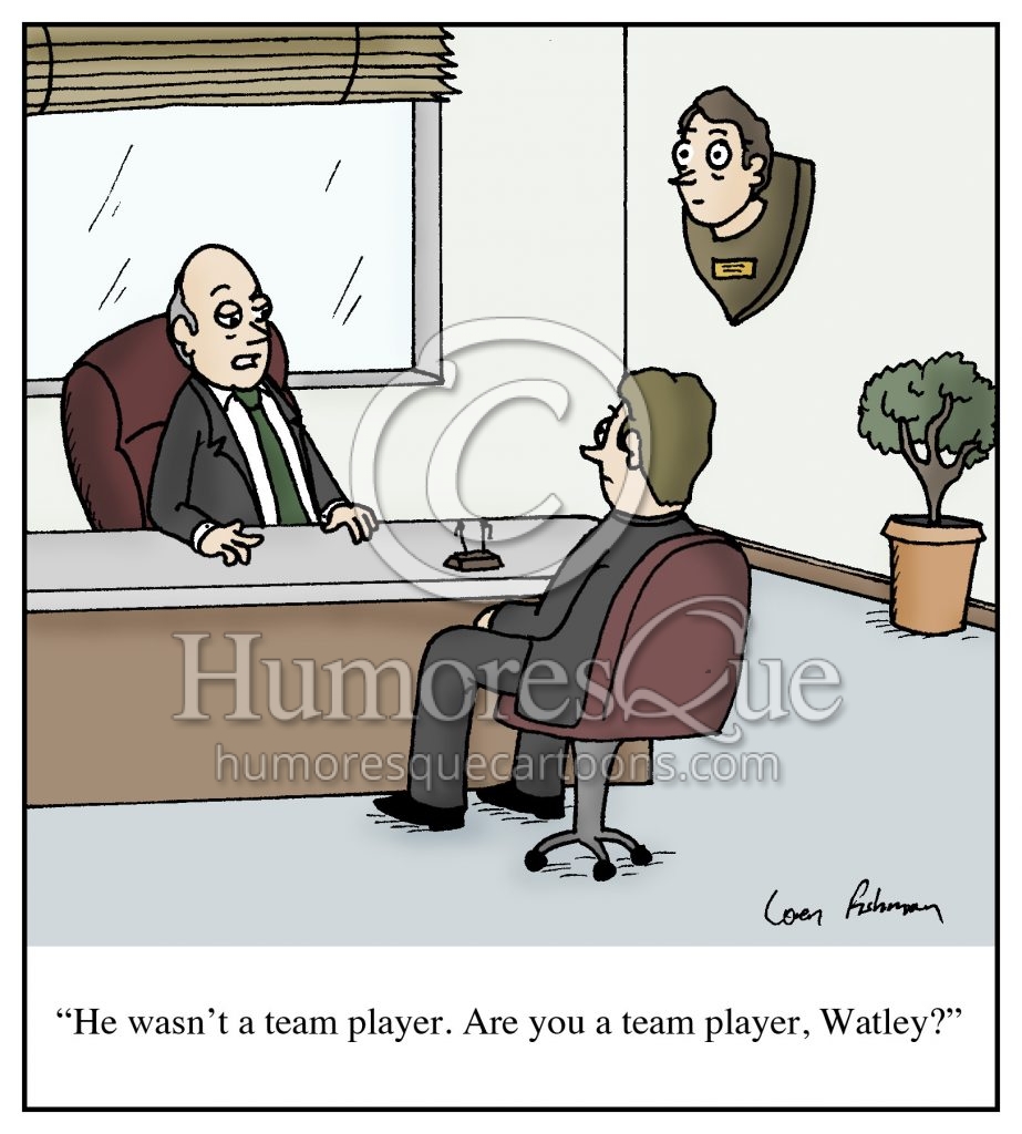 team player taxidermy boss cartoon