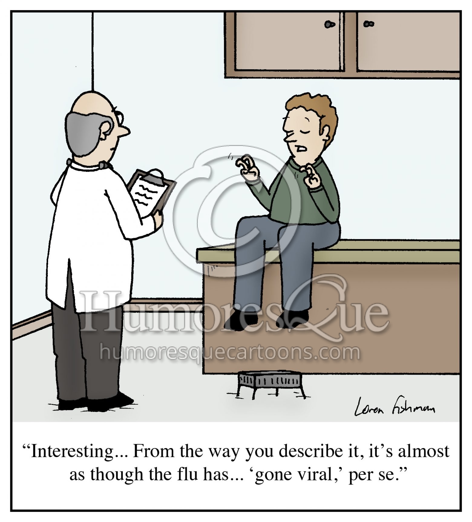flu going viral cartoon
