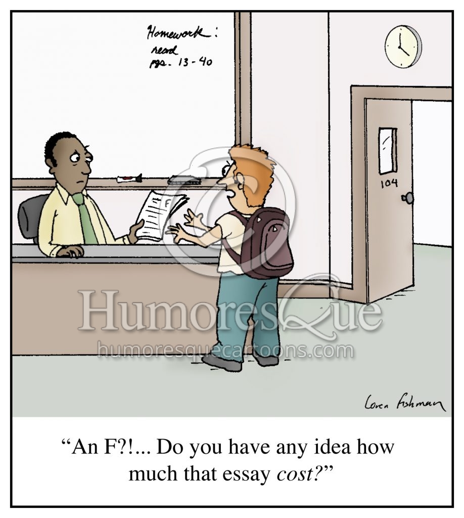 cheating buying essay school cartoon