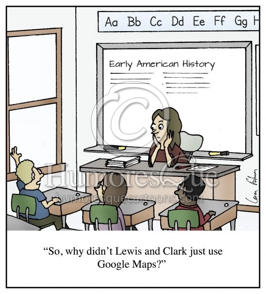 Lewis and Clark Google Maps Education Teacher Cartoon
