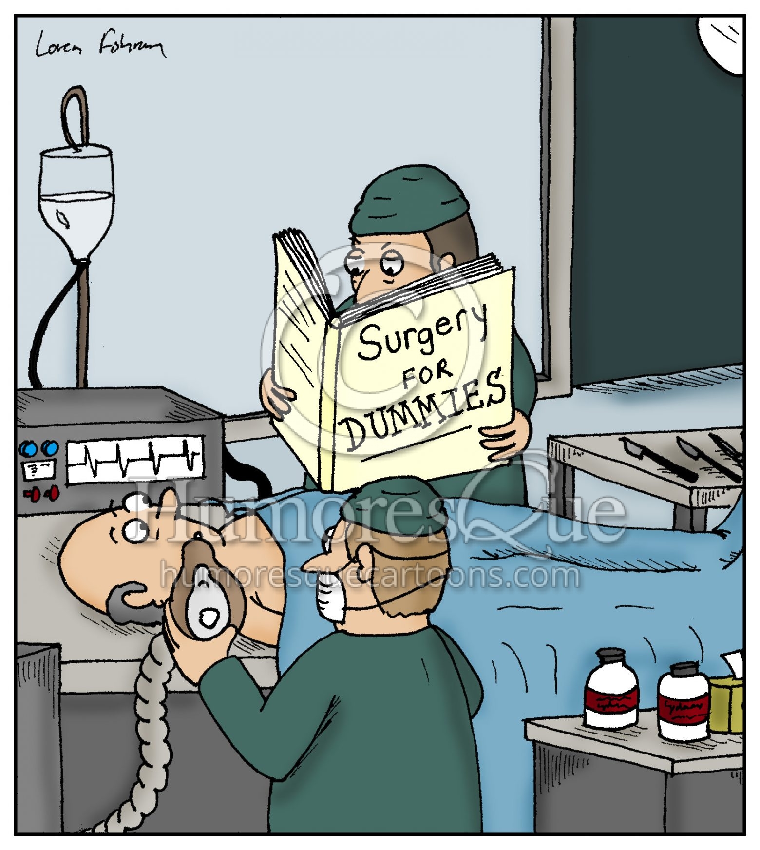 Surgery for Dummies Doctor Surgeon Medical Cartoon