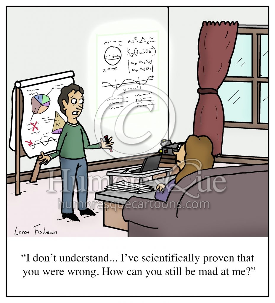 Husband always wrong marriage fighting cartoon