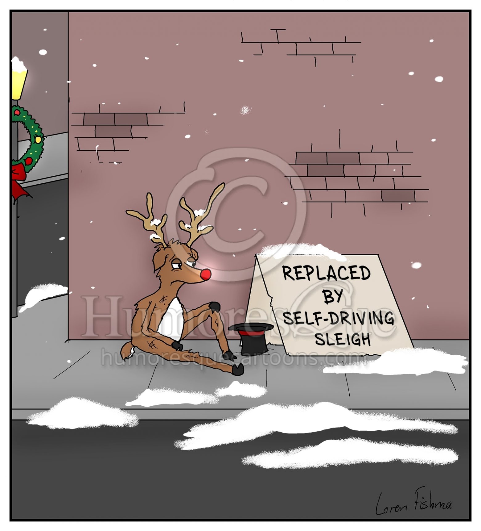 rudolf driverless cars self-driving funny christmas cartoon